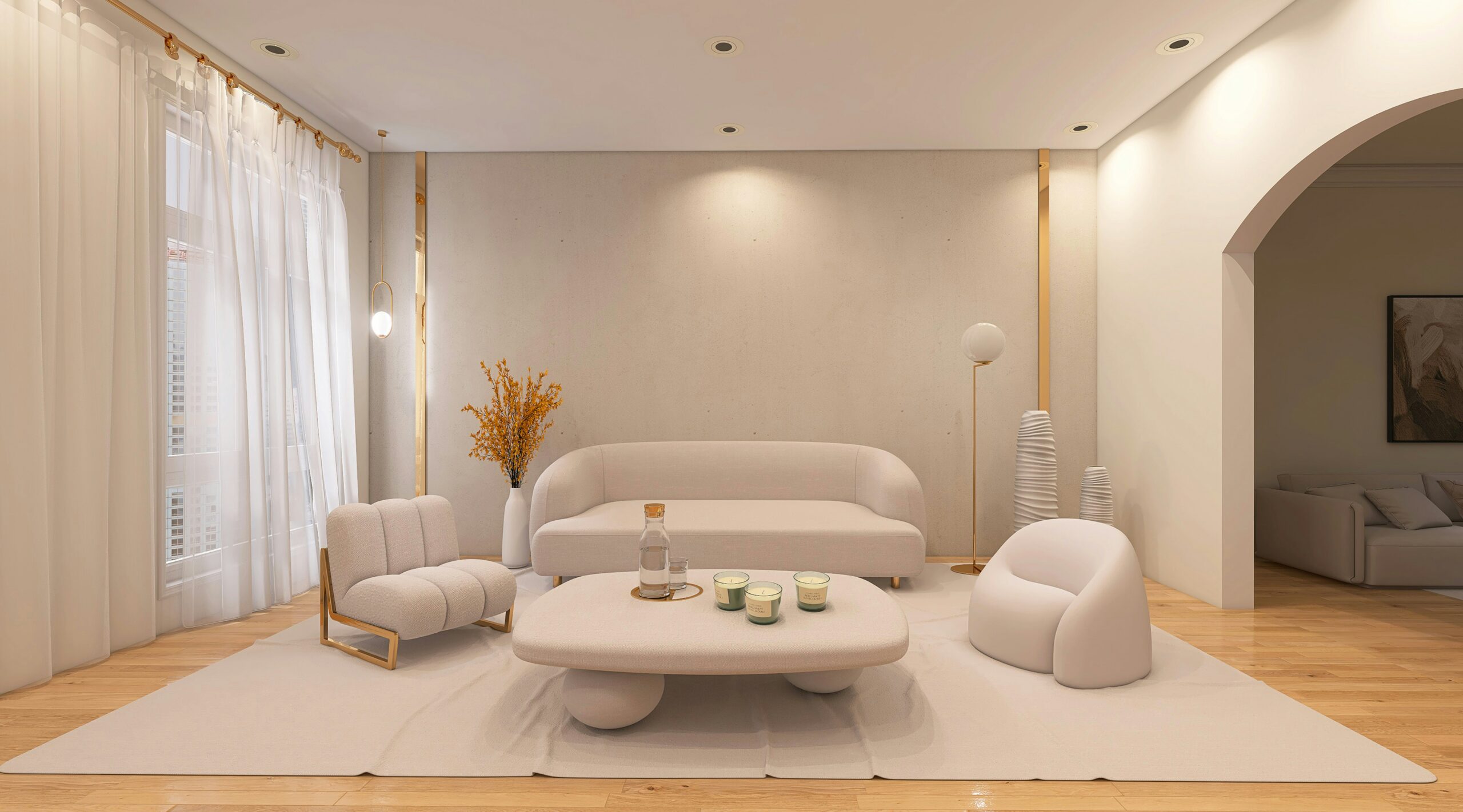 Clean, bright, and minimal living room in a modern home, symbolizing financial clarity and the efficiency of a full-servic...